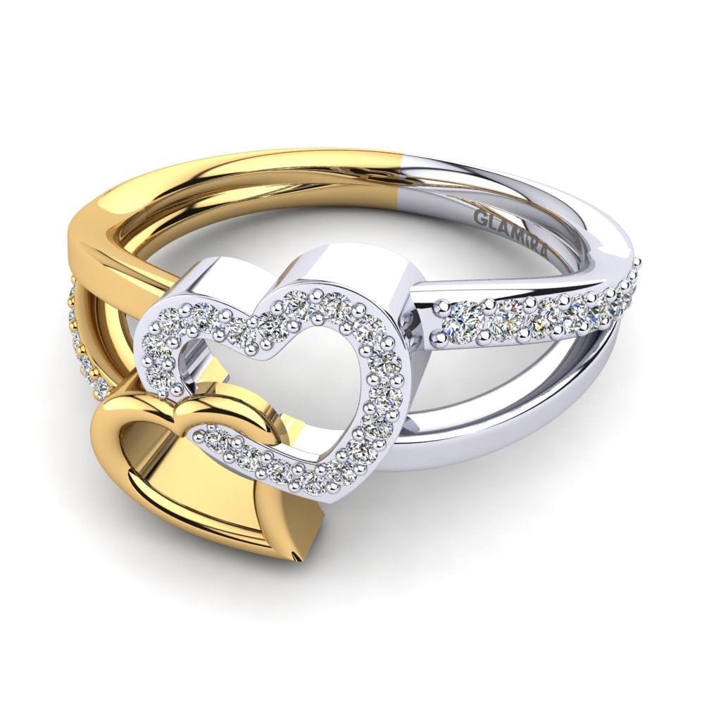 14ct White & Yellow Gold White sapphire Ring Elladine
