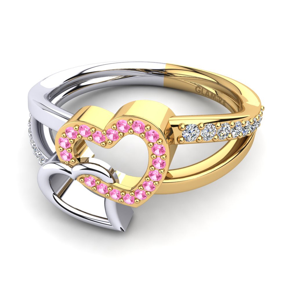 14ct Yellow & White Gold Pink Tourmaline Ring Elladine