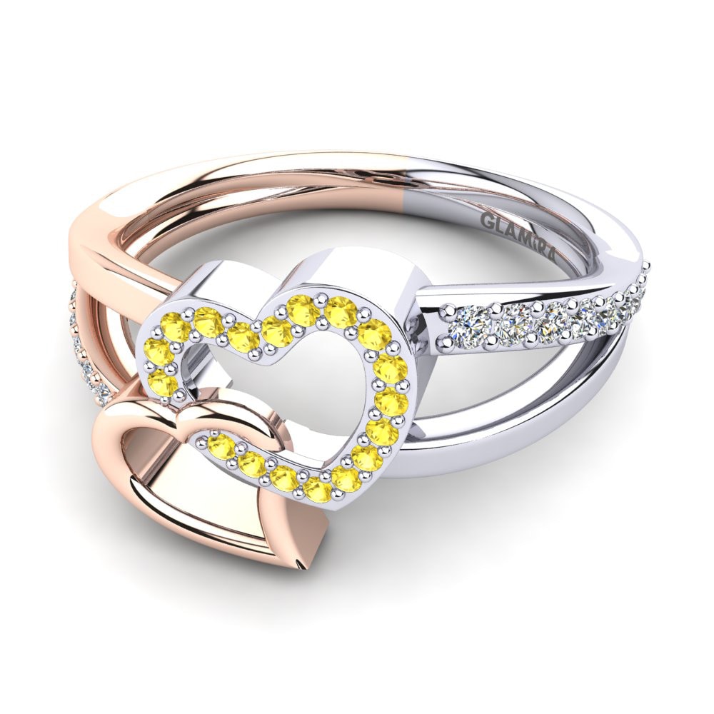 14ct White & Rose Gold Yellow Sapphire Ring Elladine