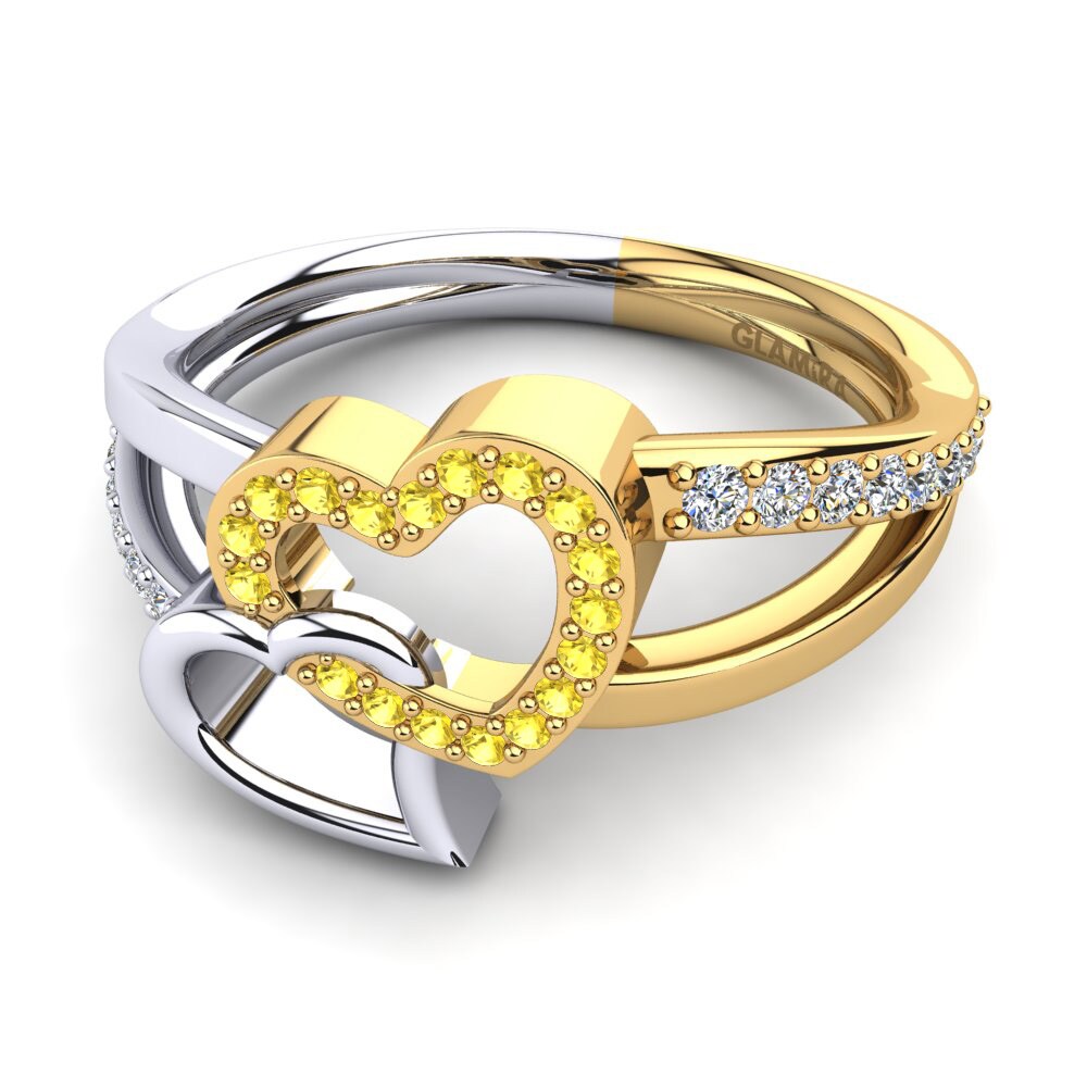 14ct White & Yellow Gold Yellow Sapphire Ring Elladine