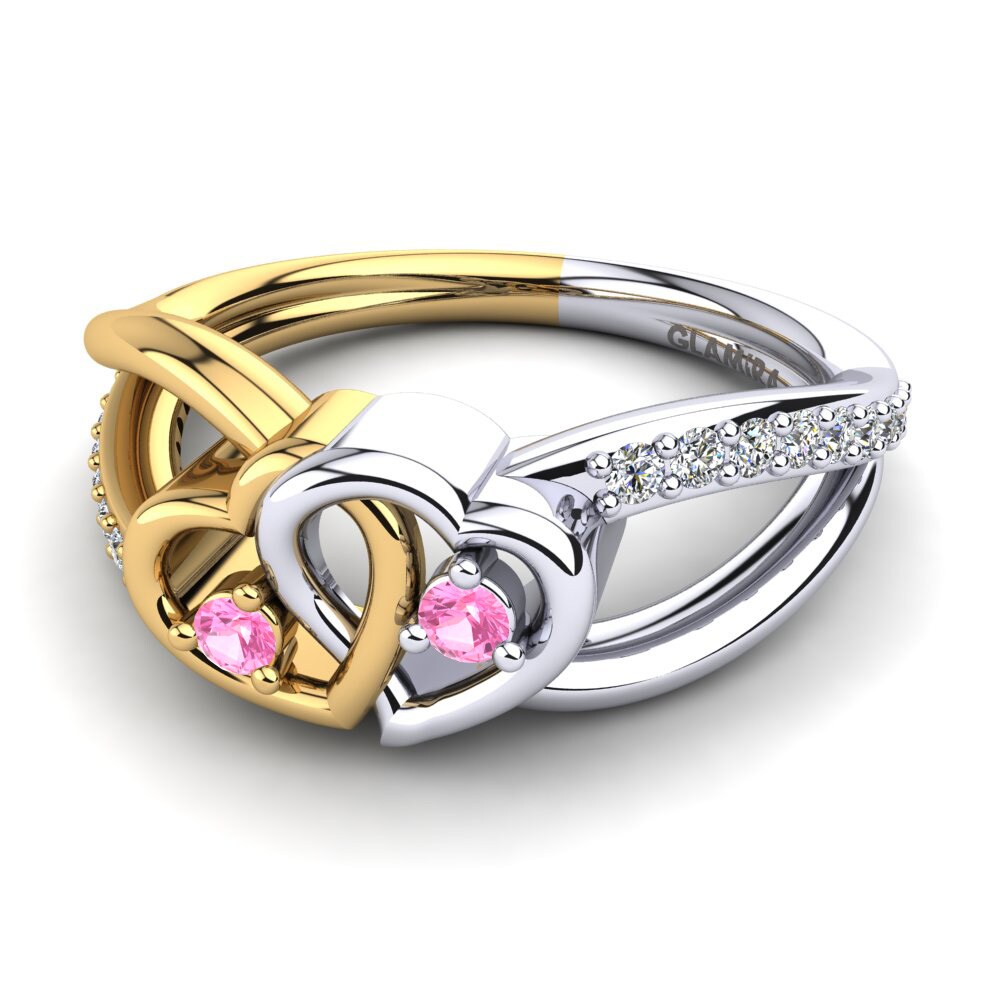 14ct Yellow & White Gold Pink Tourmaline Ring Ellamay