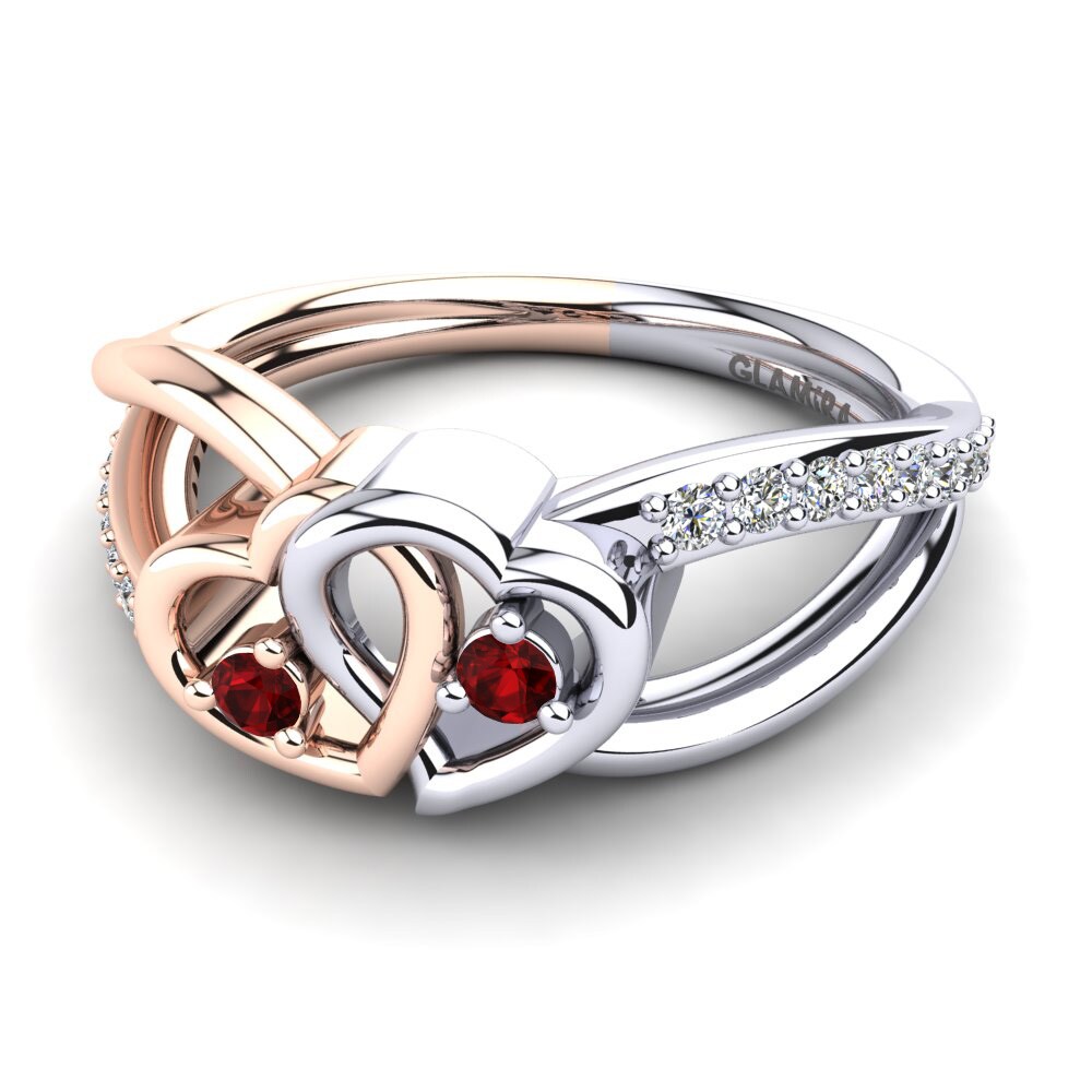 9ct Rose & White Gold Red Zirconia Ring Ellamay