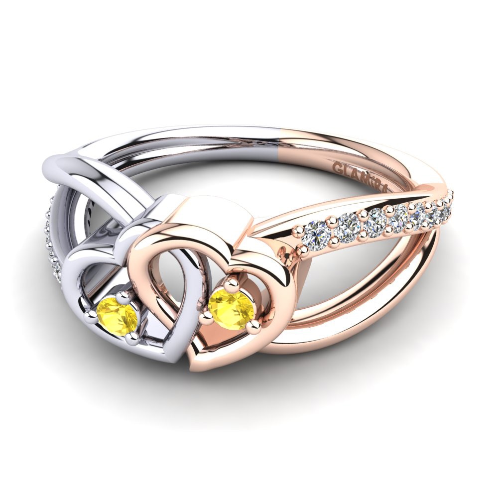 14ct White & Rose Gold Yellow Sapphire Ring Ellamay