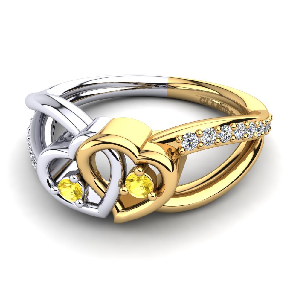 14ct White & Yellow Gold Yellow Sapphire Ring Ellamay