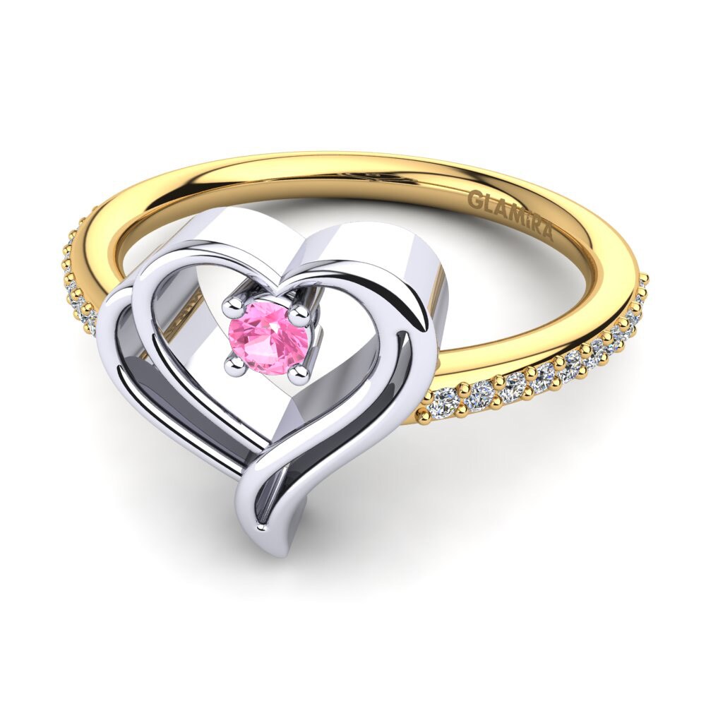 14ct Yellow & White Gold Pink Tourmaline Ring Ellane