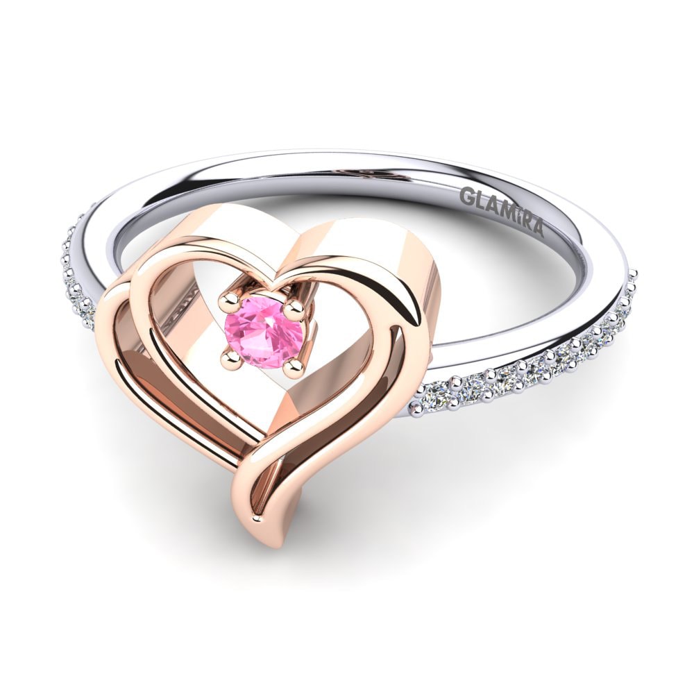 14k Oro Blanco & Rosa Turmalina rosa Anillo Ellane