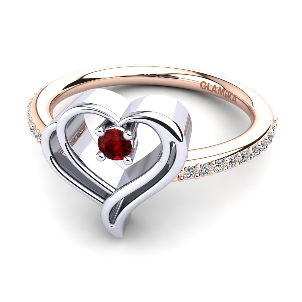 9ct Rose & White Gold Red Zirconia Ring Ellane