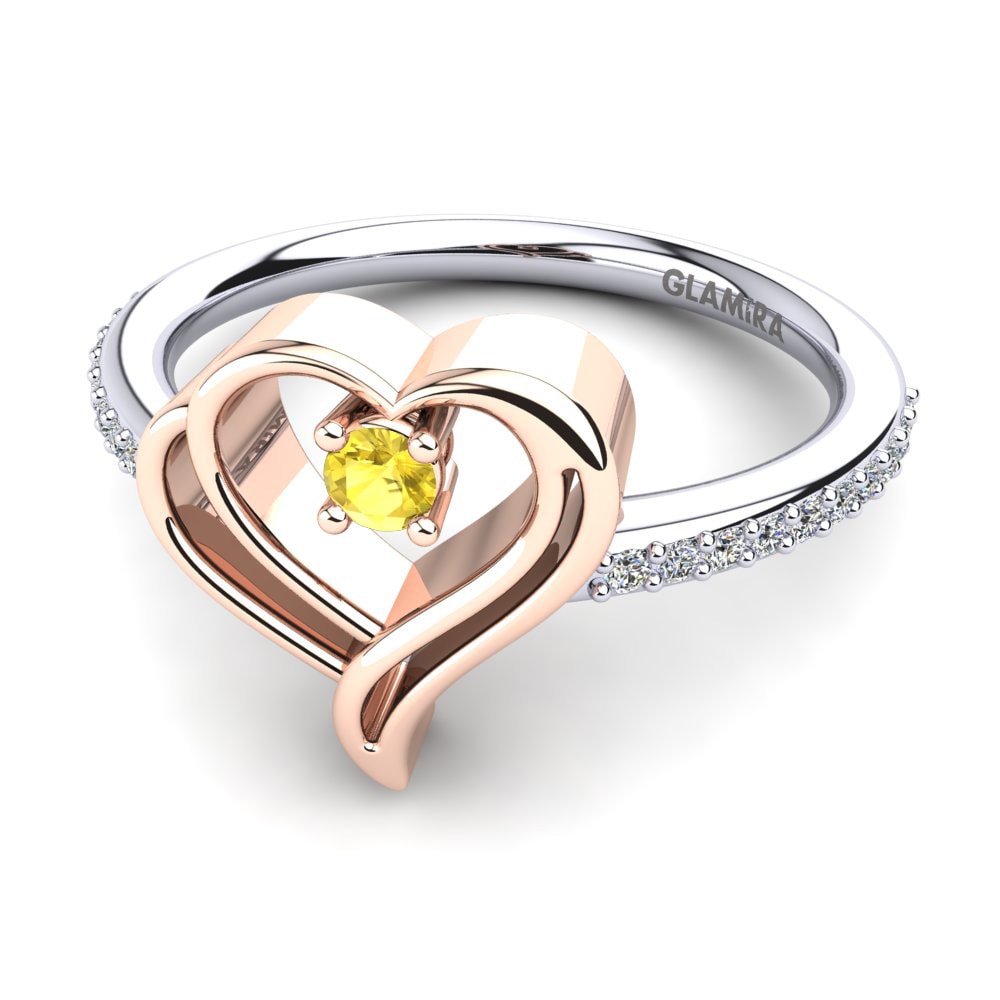 14ct White & Rose Gold Yellow Sapphire Ring Ellane