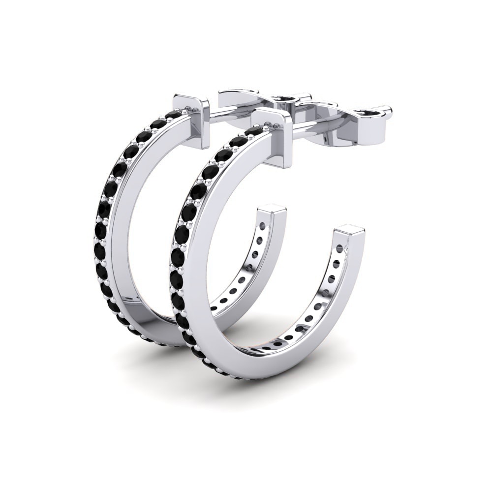 Oro Bianco 750 Diamante Nero Orecchino da donna Epifania 12 mm