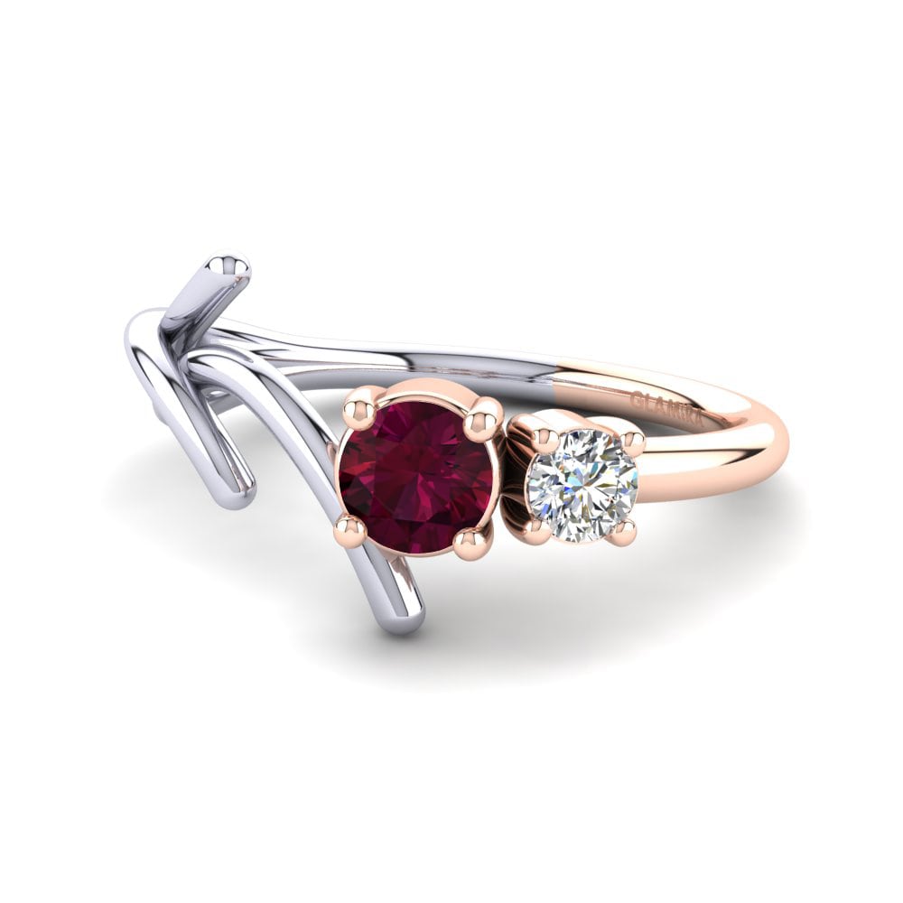 14k Oro Blanco & Rosa Granate Rhodolite Anillo Eustolia