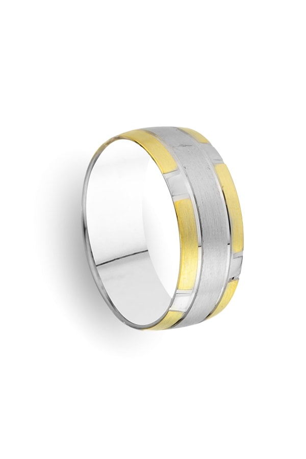 18k White & Yellow Gold Men's Wedding Ring Infinite Cheer