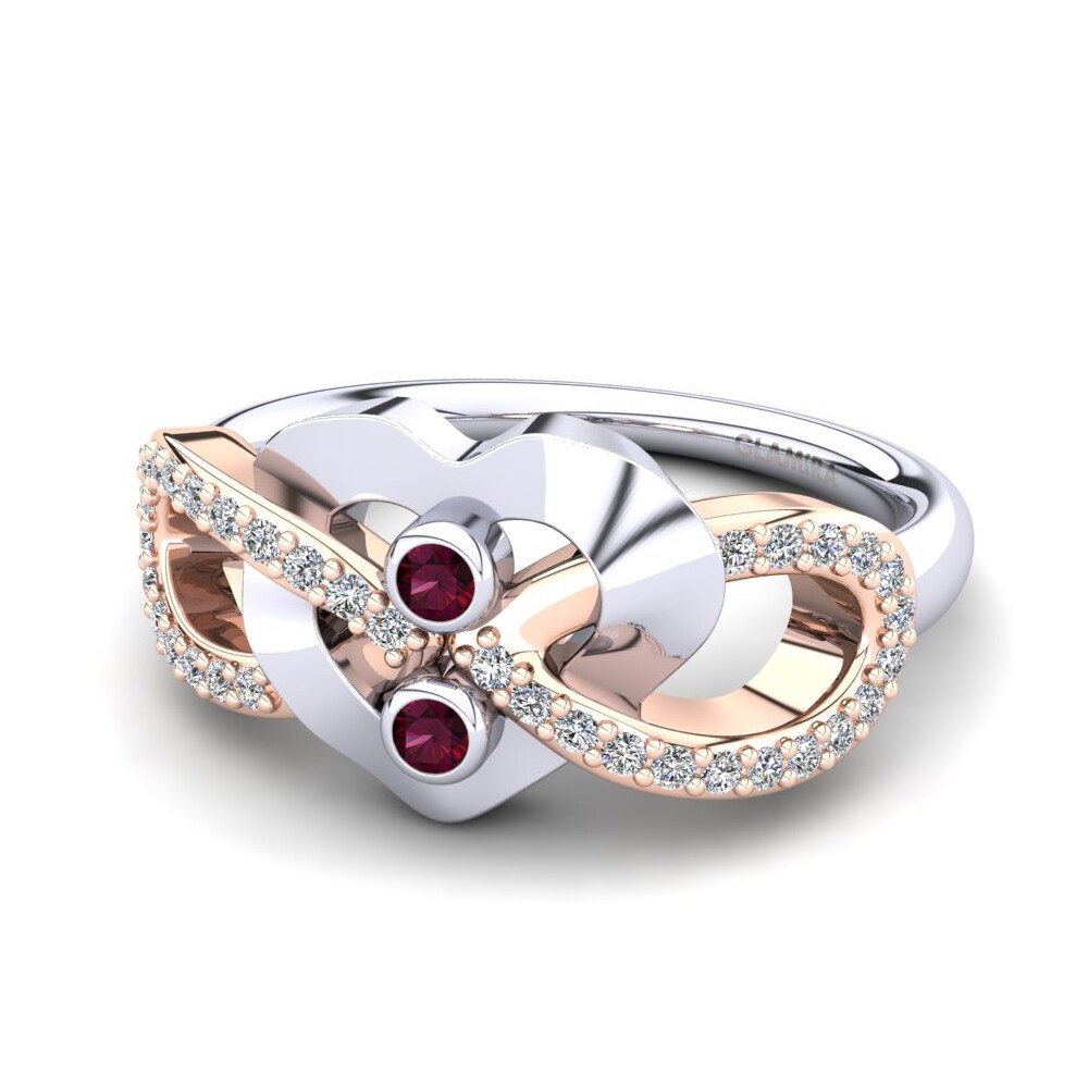 14k Oro Blanco & Rosa Granate Rhodolite Anillo Fauniel