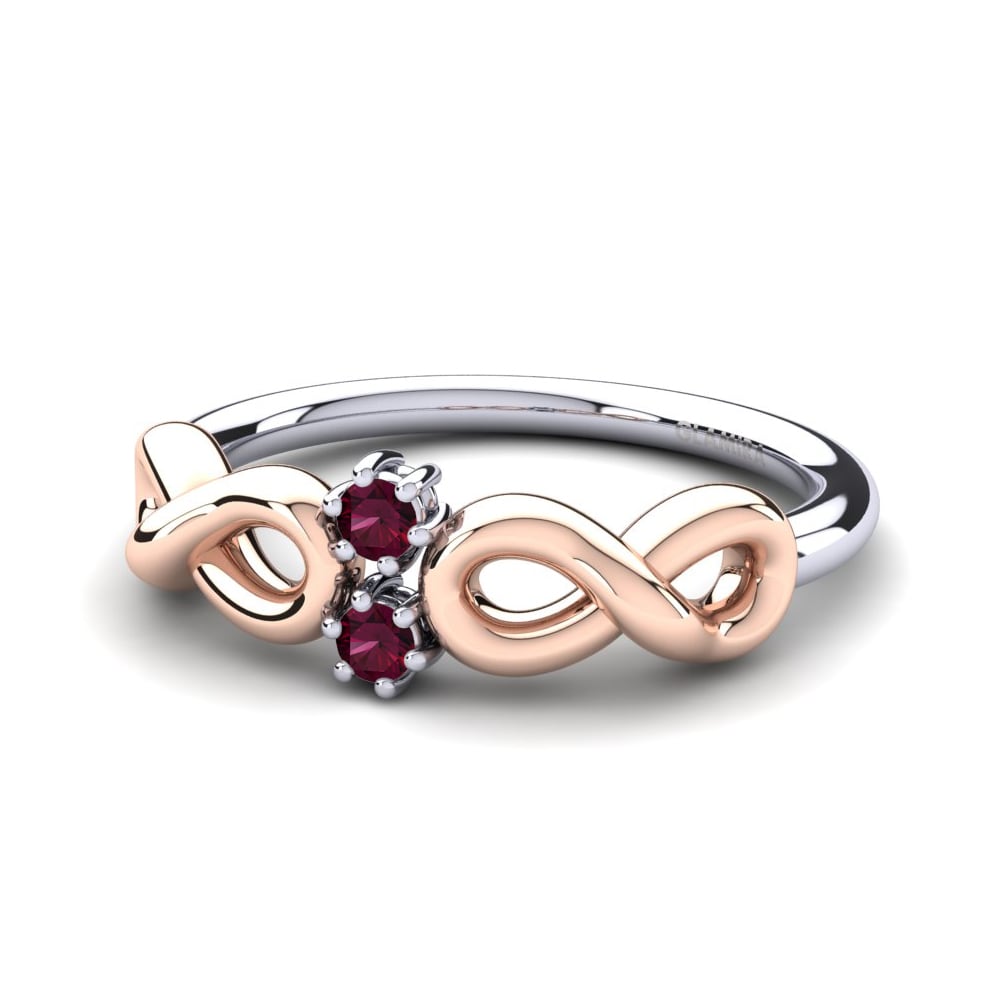 14k Oro Blanco & Rosa Granate Rhodolite Anillo Florestine