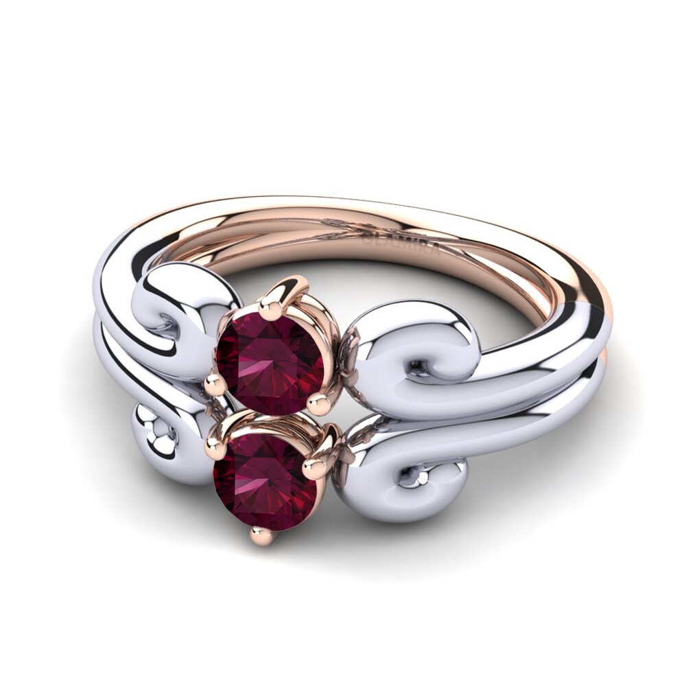 14k Oro Blanco & Rosa Granate Rhodolite Anillo Fonisha