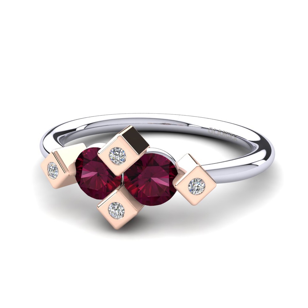 14k Oro Blanco & Rosa Granate Rhodolite Anillo Fontelle