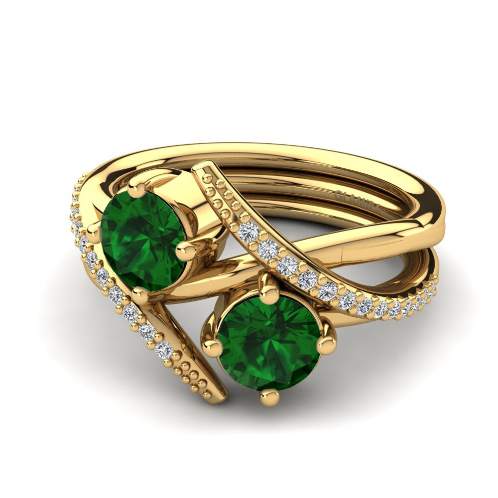 14ct Yellow Gold Emerald (Lab Created) Ring Fredonia