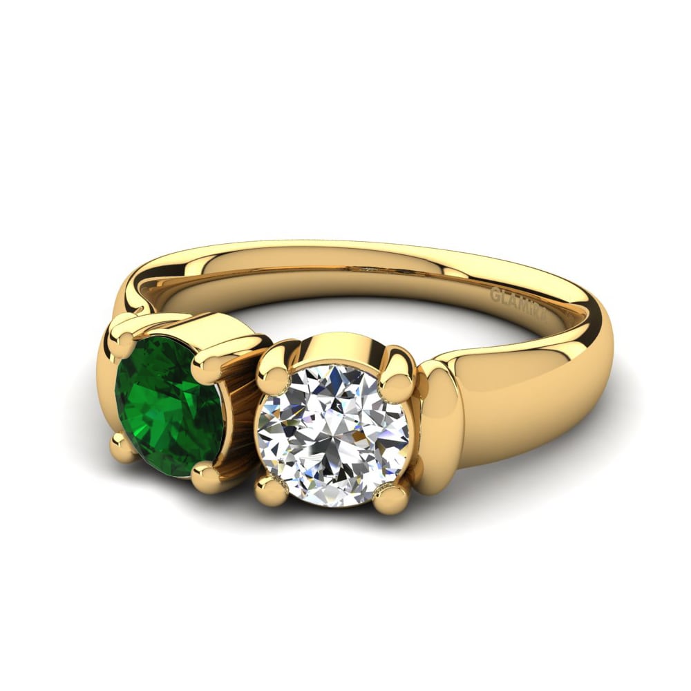 14ct Yellow Gold Emerald (Lab Created) Ring Frolinde