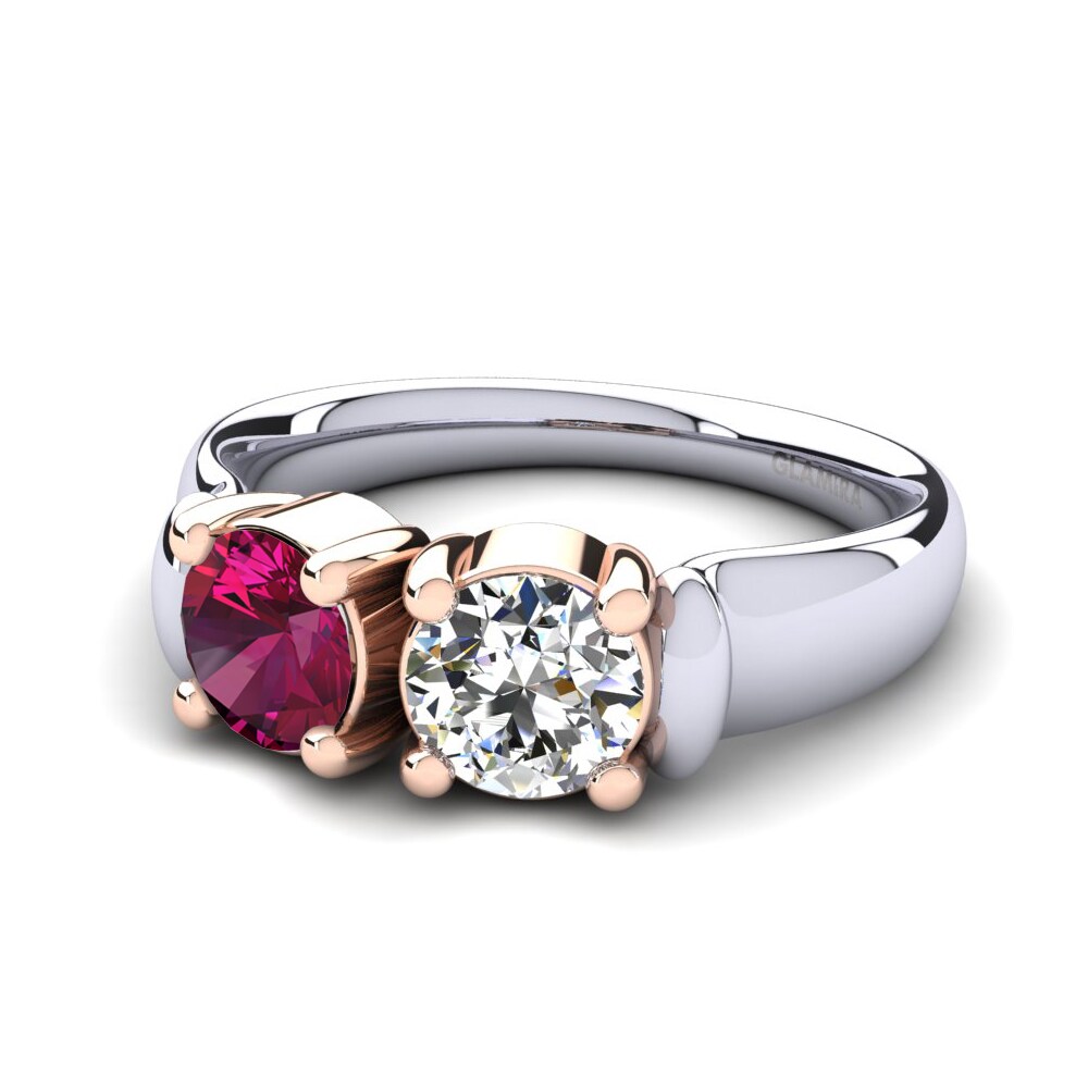14k Oro Blanco & Rosa Granate Rhodolite Anillo Frolinde