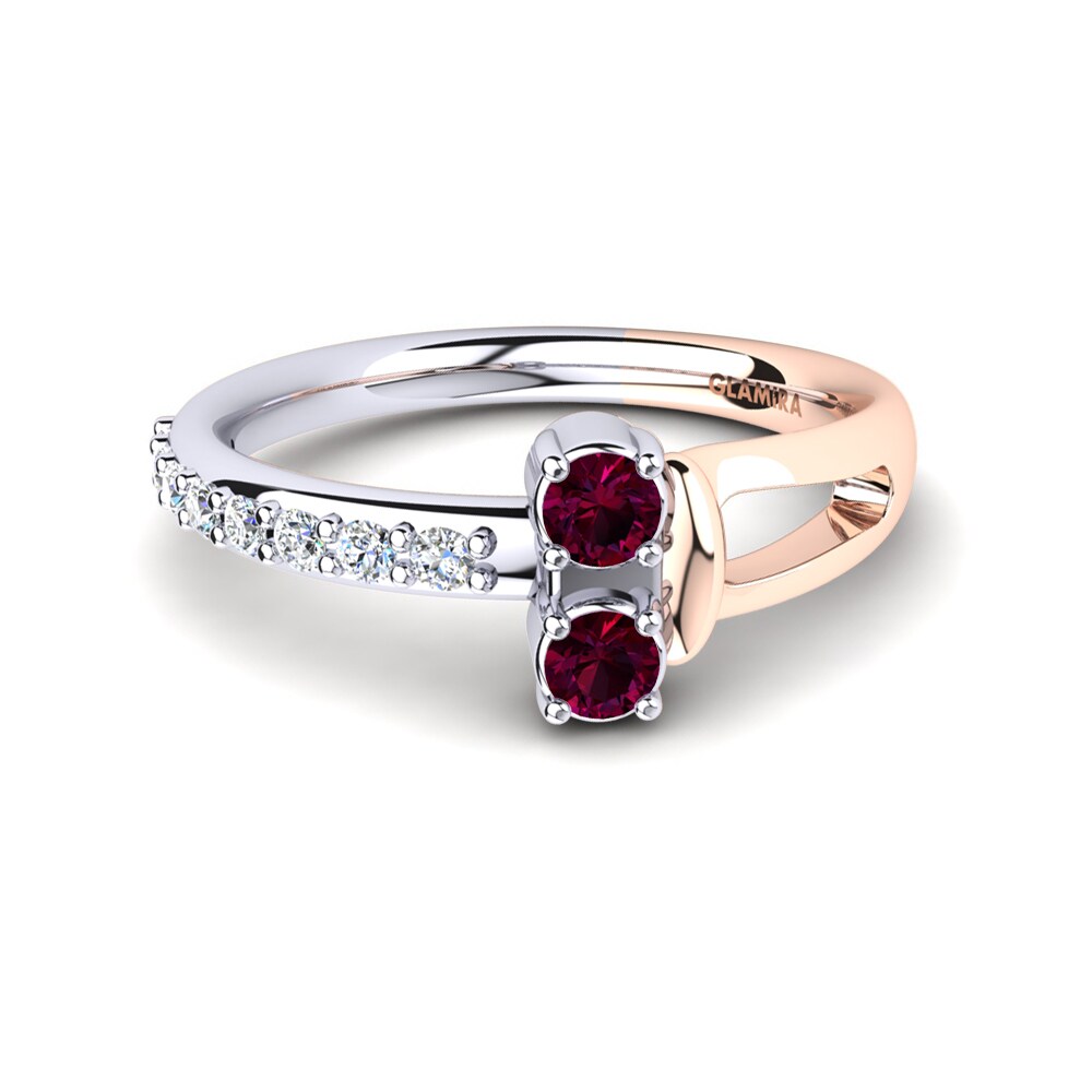14k Oro Blanco & Rosa Granate Rhodolite Anillo Fronnie