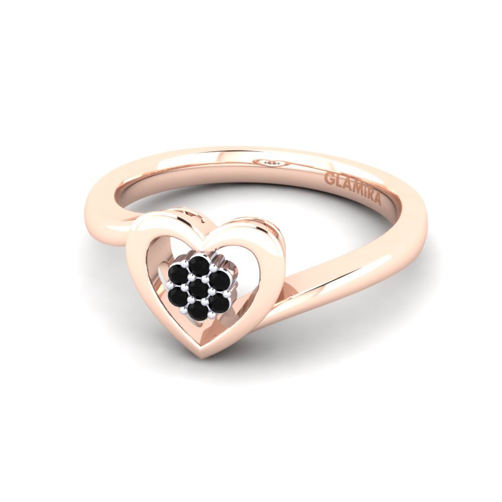 9ct Rose & White Gold Black Diamond Ring Lily