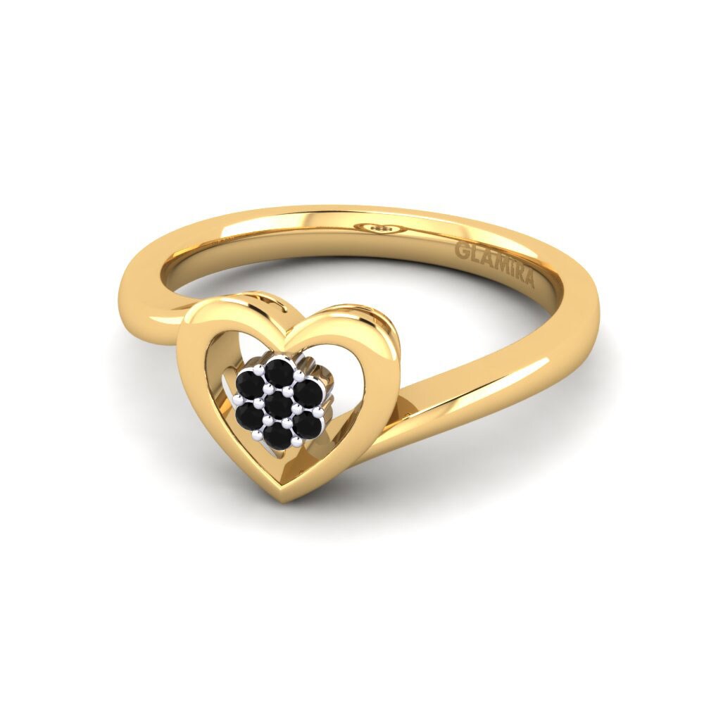 18ct Yellow & White Gold Black Diamond Ring Lily