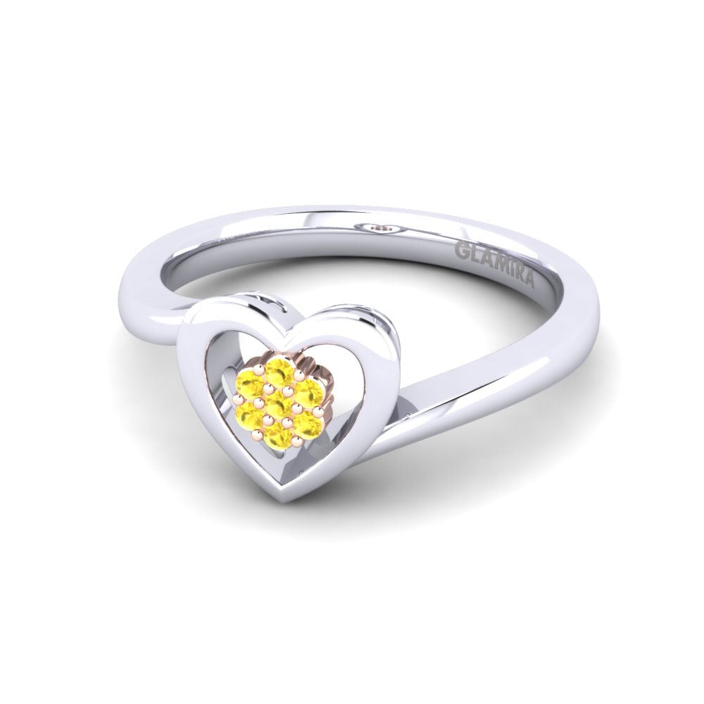 14ct White & Rose Gold Yellow Sapphire Ring Lily