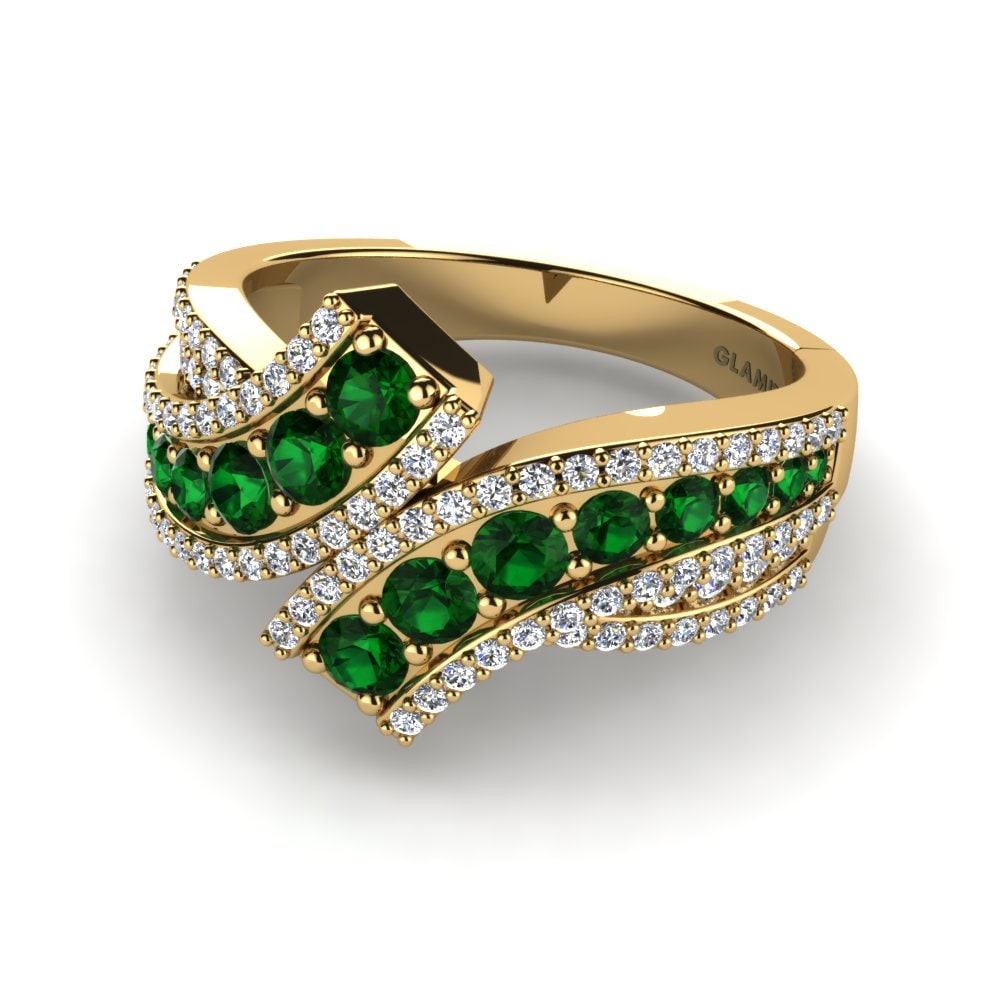 14ct Yellow Gold Green Zirconia Ring Freya