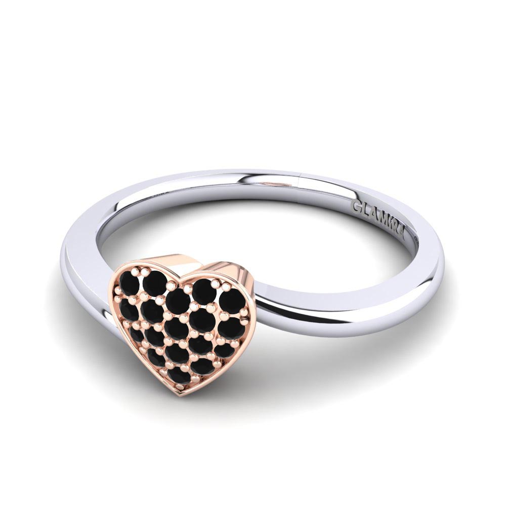 14ct White & Rose Gold Black Sapphire Ring Zoe