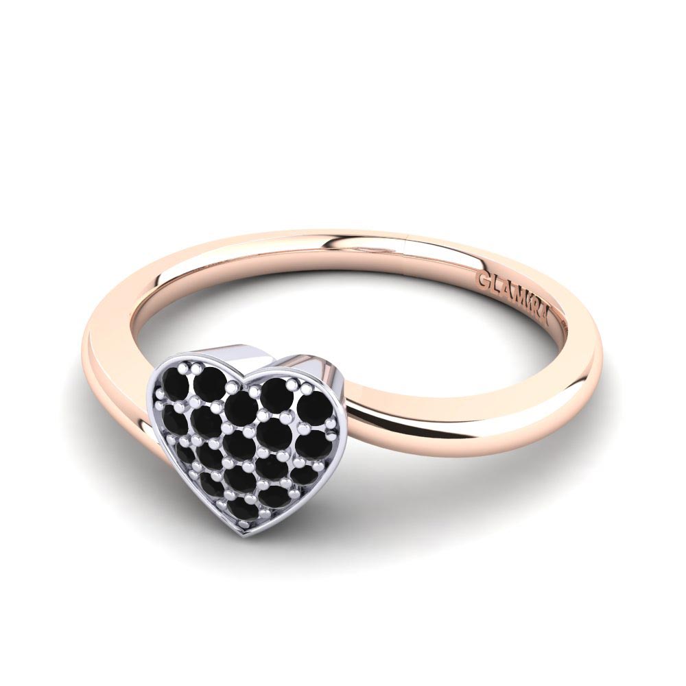 9ct Rose & White Gold Black Diamond Ring Zoe