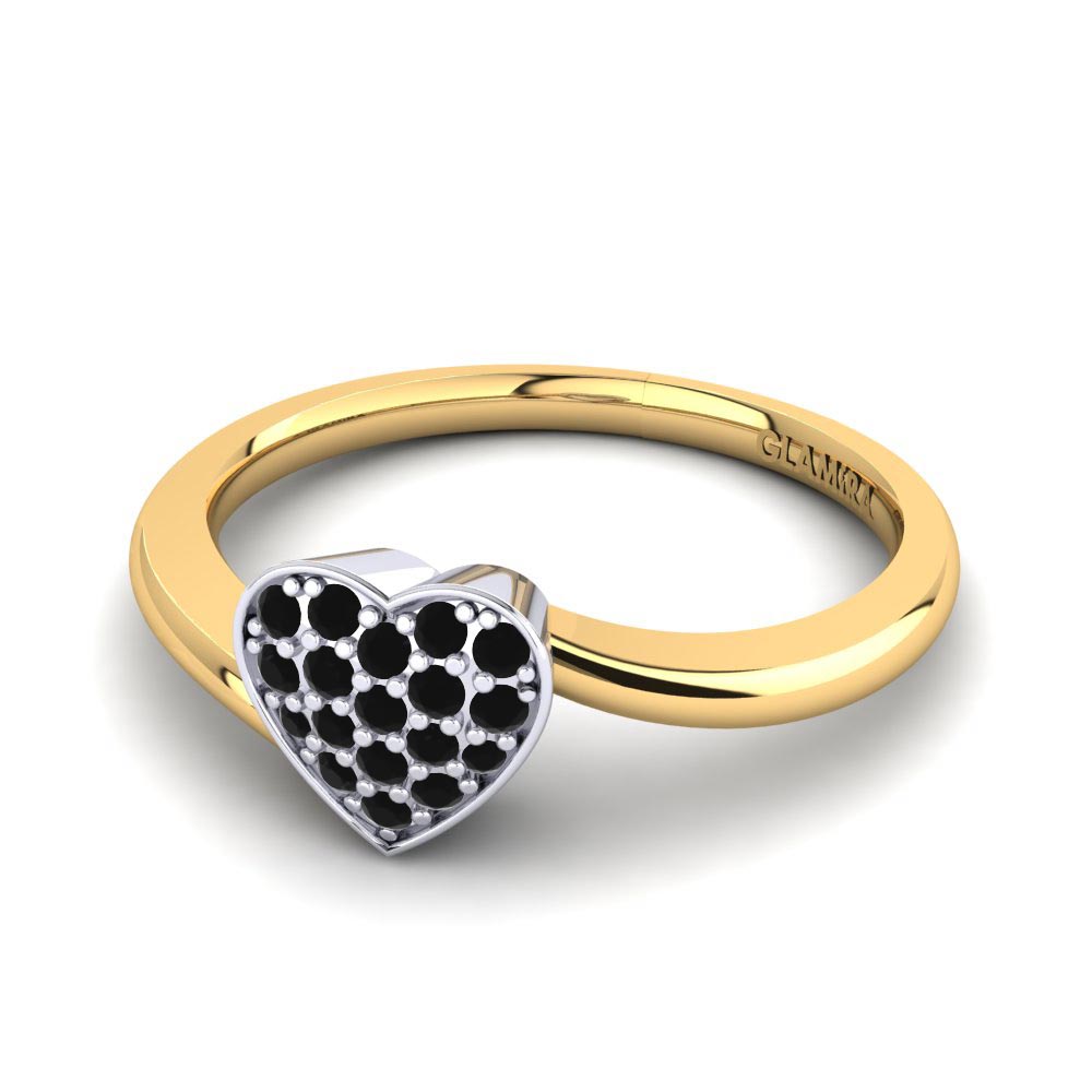 18ct Yellow & White Gold Black Diamond Ring Zoe