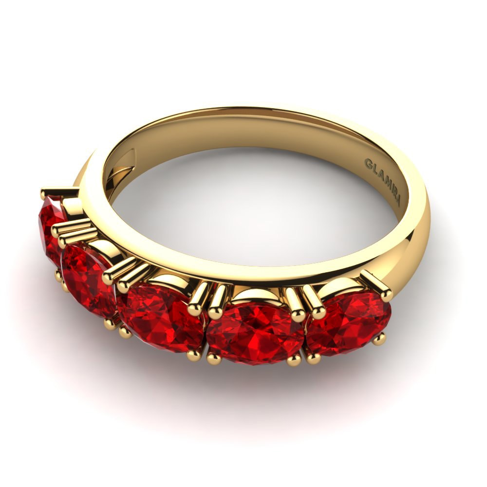 18k Oro Amarillo Circonita Roja Anillo de compromiso Emma