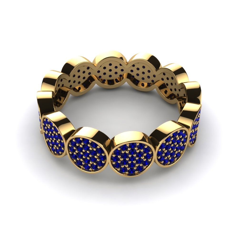 14ct Yellow Gold Dark Blue Zirconia Ring Fayola