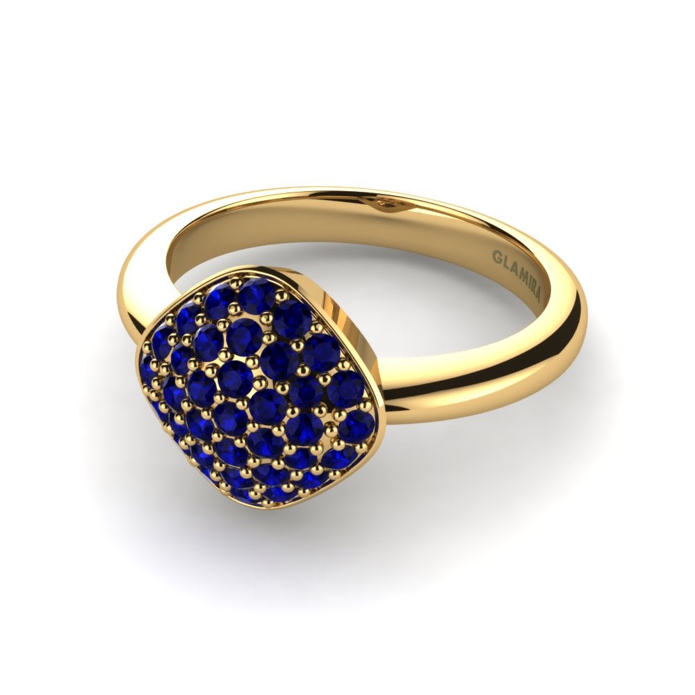14ct Yellow Gold Dark Blue Zirconia Ring Felicity