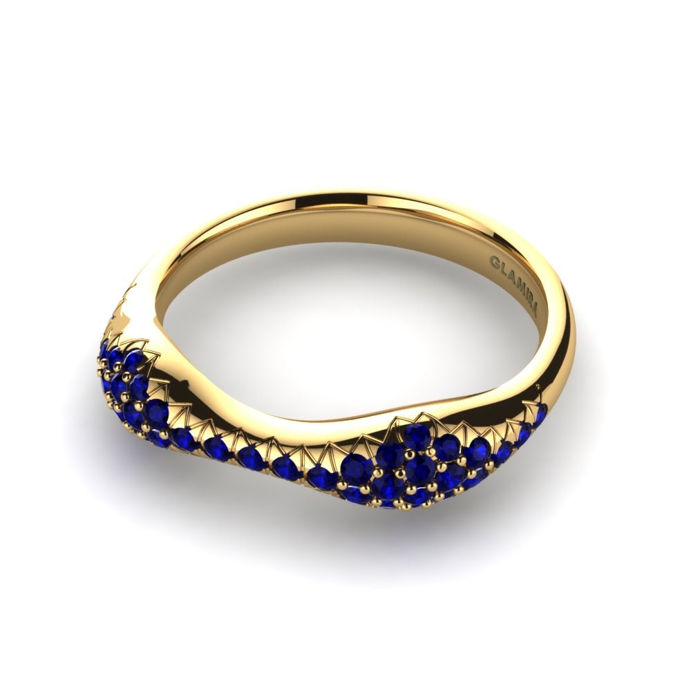 14ct Yellow Gold Dark Blue Zirconia Ring Hermine