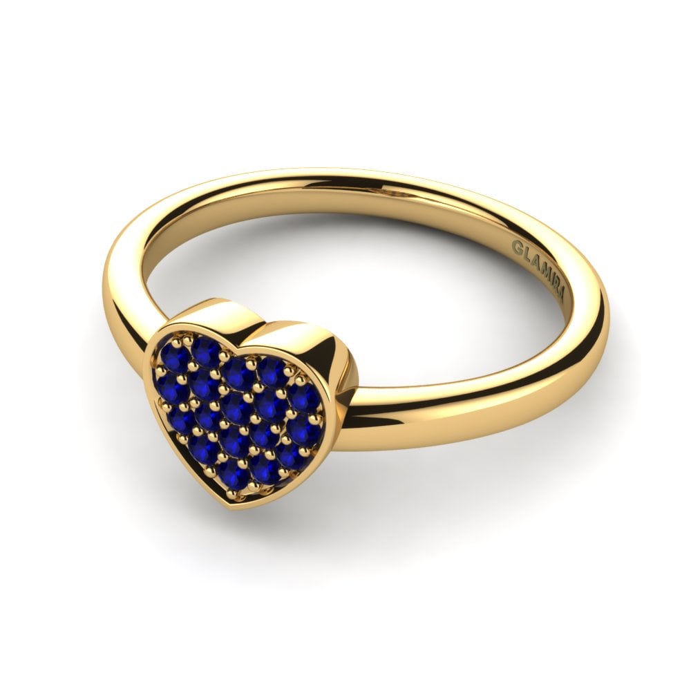 14ct Yellow Gold Dark Blue Zirconia Ring Cara