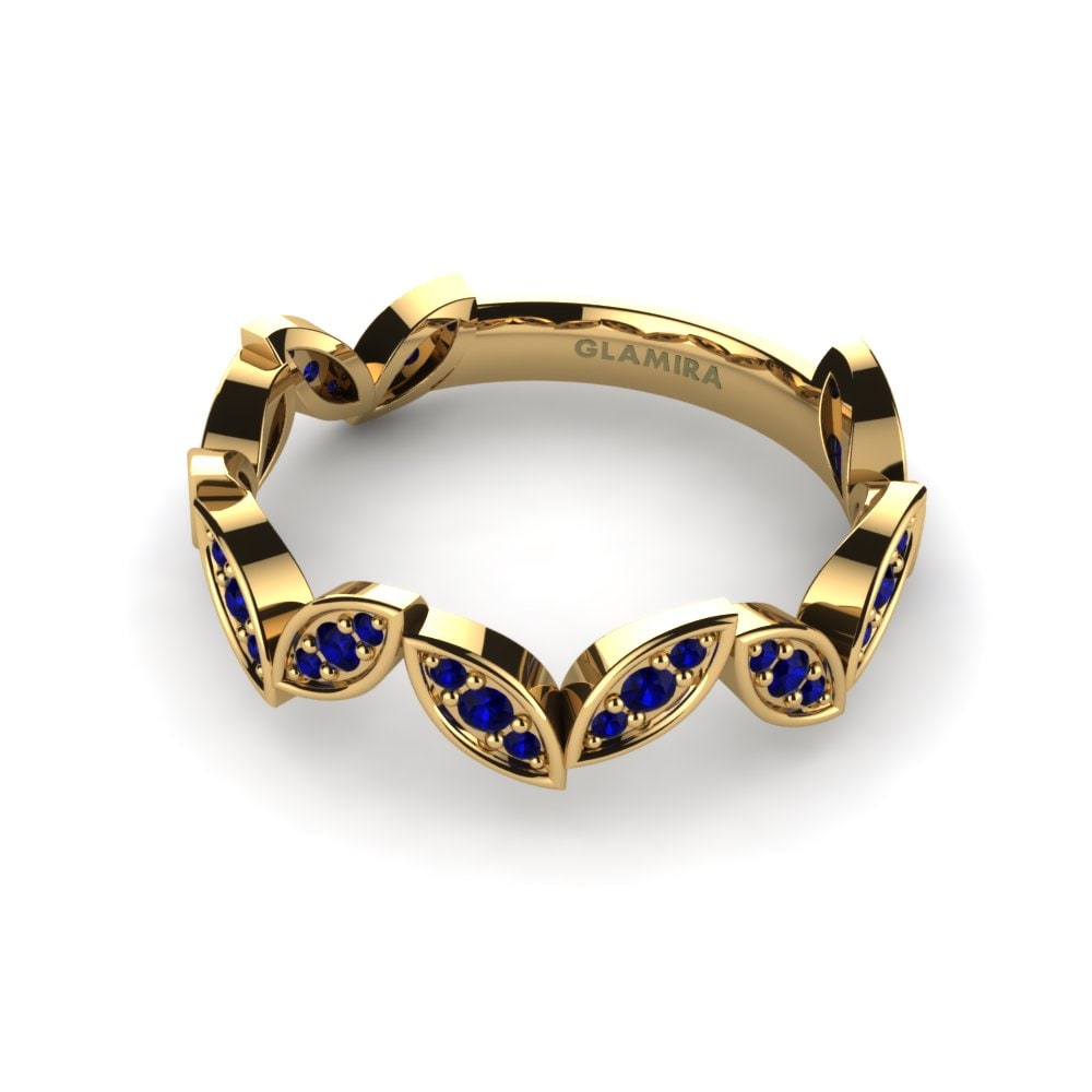 14ct Yellow Gold Dark Blue Zirconia Ring Faye