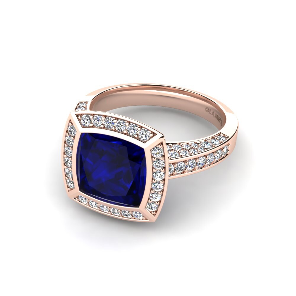 9k Rose Gold Sapphire (Lab Created) Engagement Ring Shelby