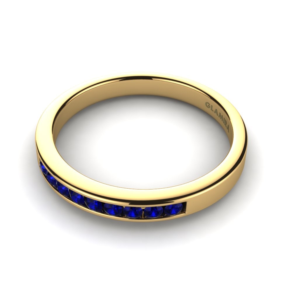 14ct Yellow Gold Dark Blue Zirconia Ring Mila