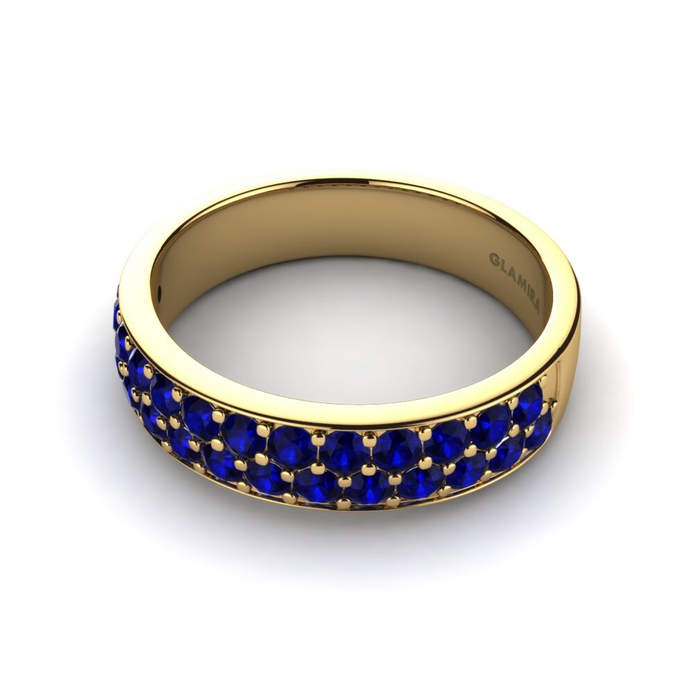 14ct Yellow Gold Dark Blue Zirconia Ring Scarlett