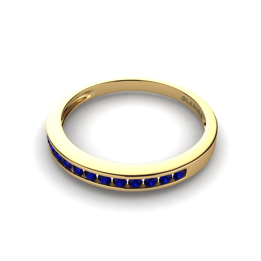 14ct Yellow Gold Dark Blue Zirconia Ring Olivia