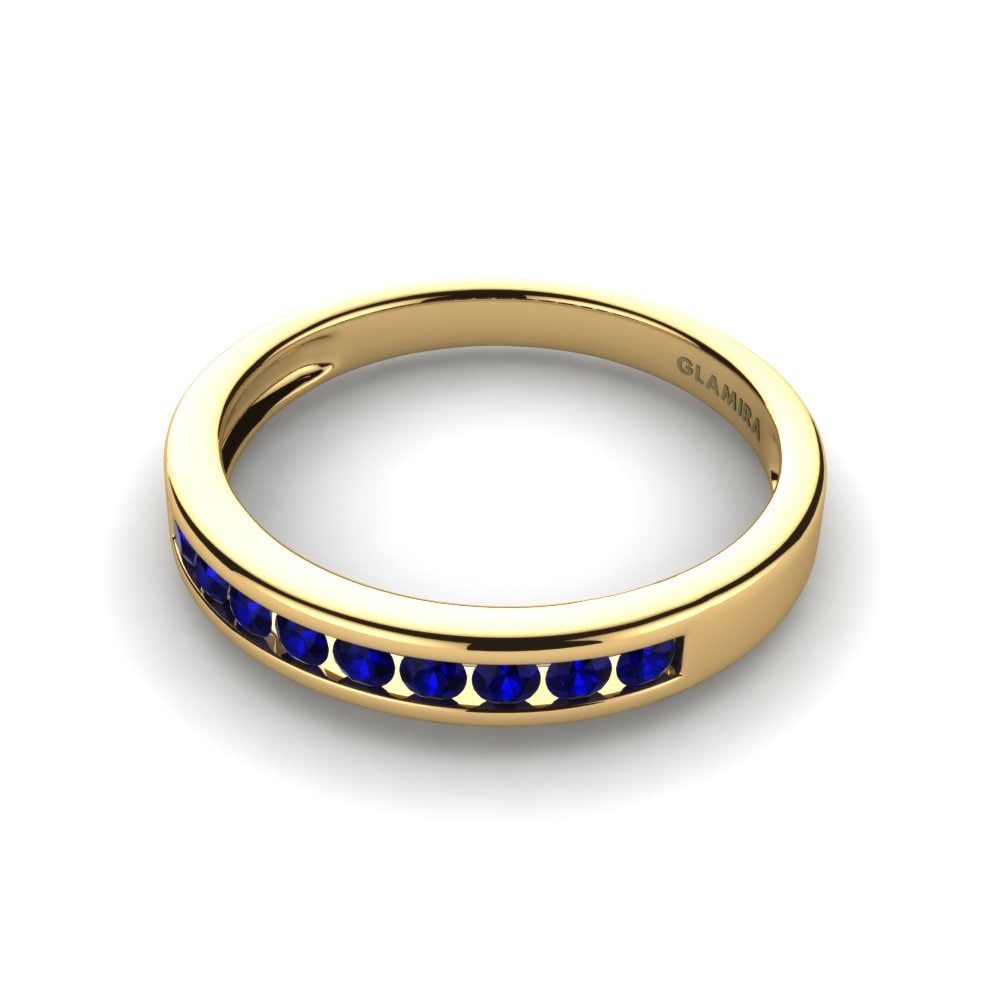 14ct Yellow Gold Dark Blue Zirconia Ring Kaya