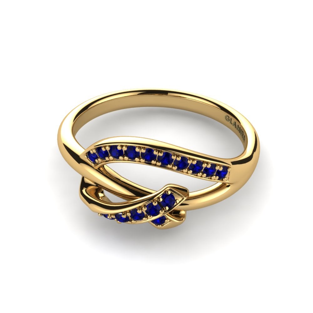 14ct Yellow Gold Dark Blue Zirconia Ring Odetta