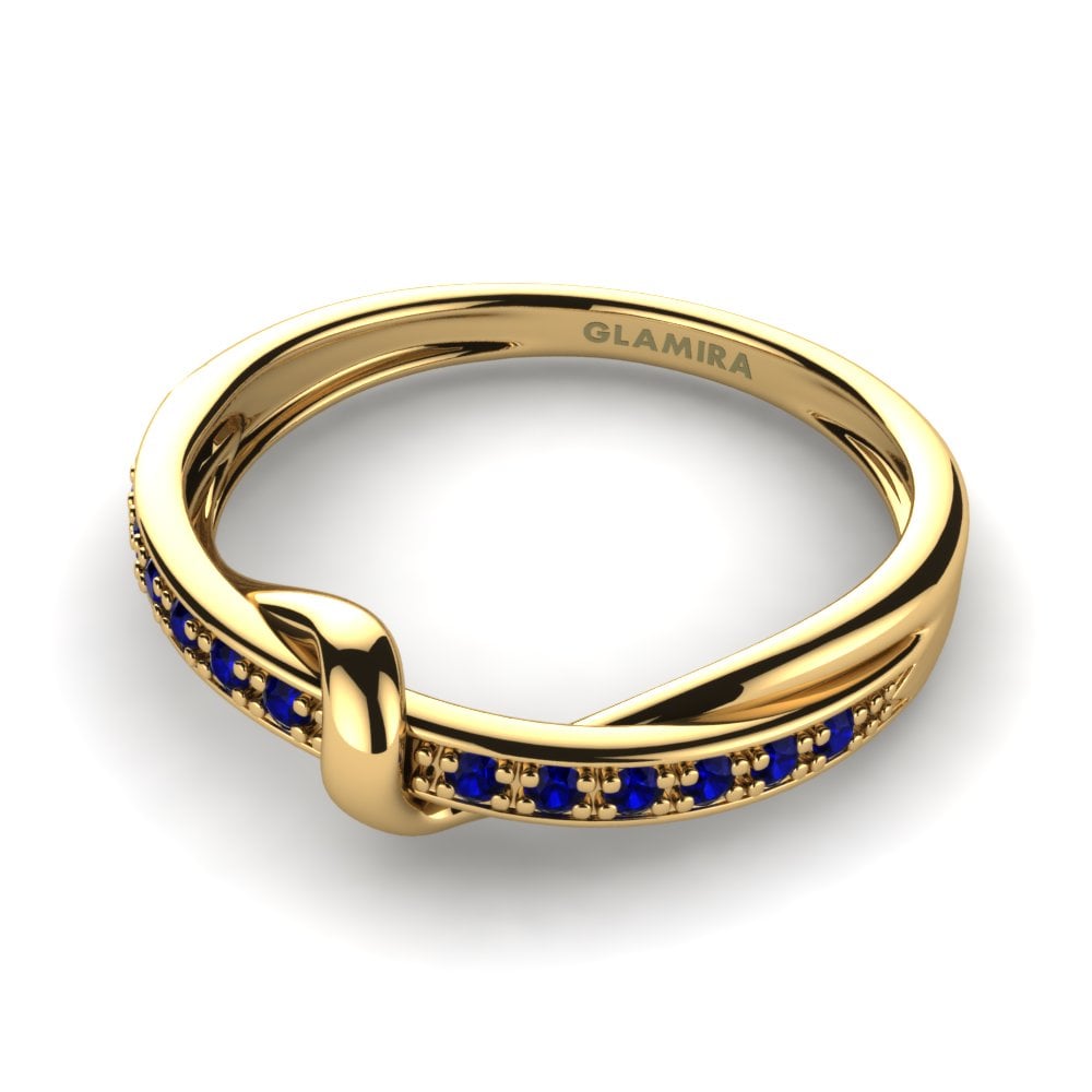 14ct Yellow Gold Dark Blue Zirconia Ring Brooke