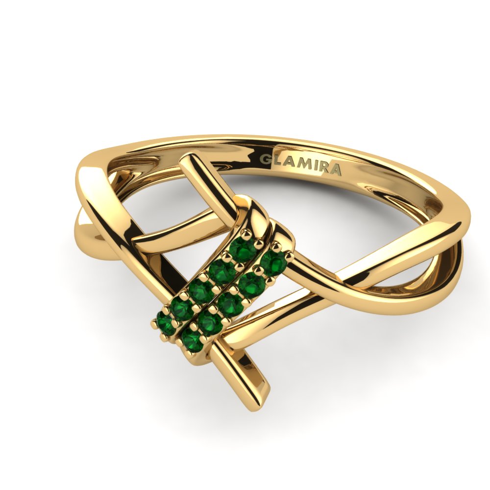 14ct Yellow Gold Green Zirconia Ring Hazel