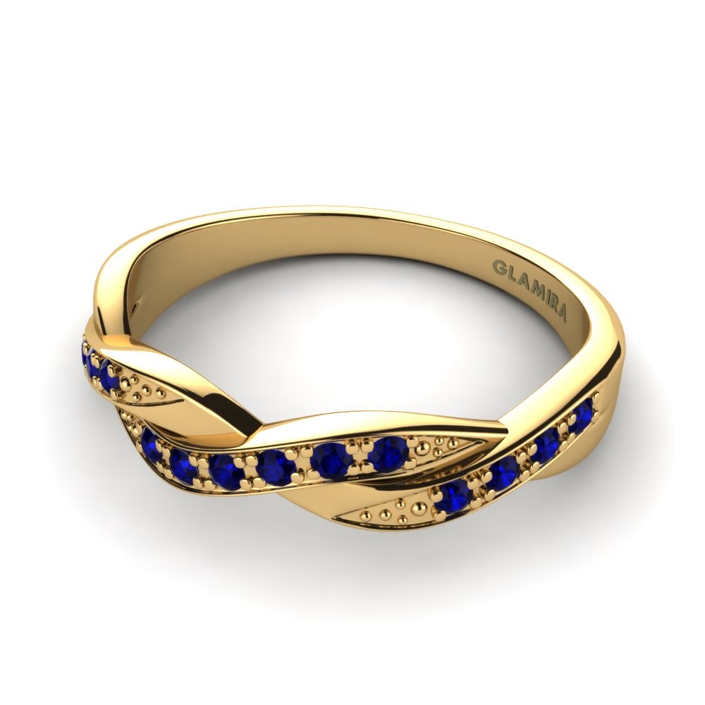 14ct Yellow Gold Dark Blue Zirconia Ring Megan