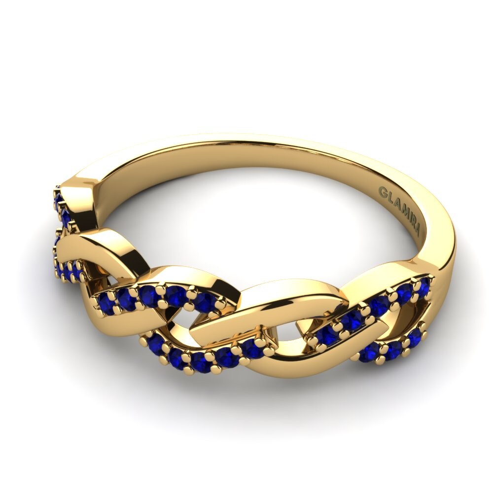 14ct Yellow Gold Dark Blue Zirconia Ring Gabrielle