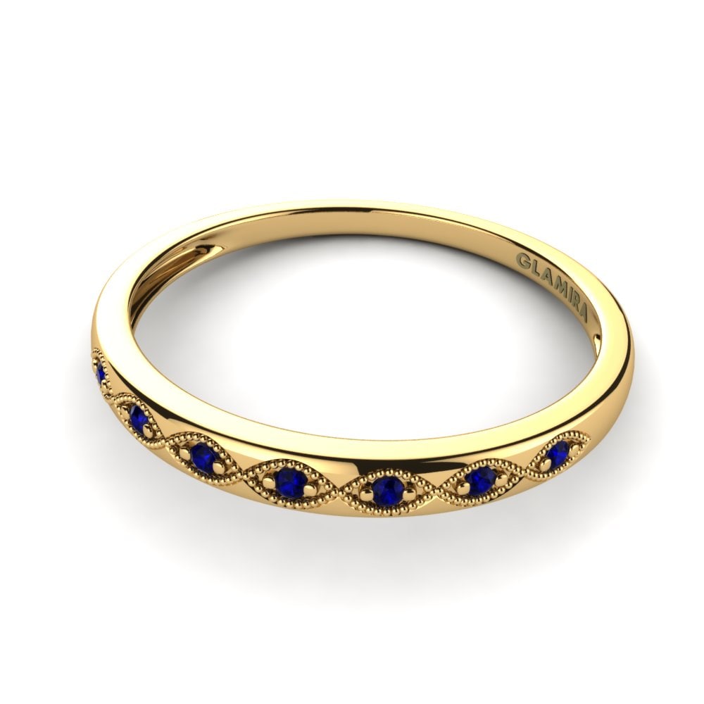 14ct Yellow Gold Dark Blue Zirconia Ring Angelina