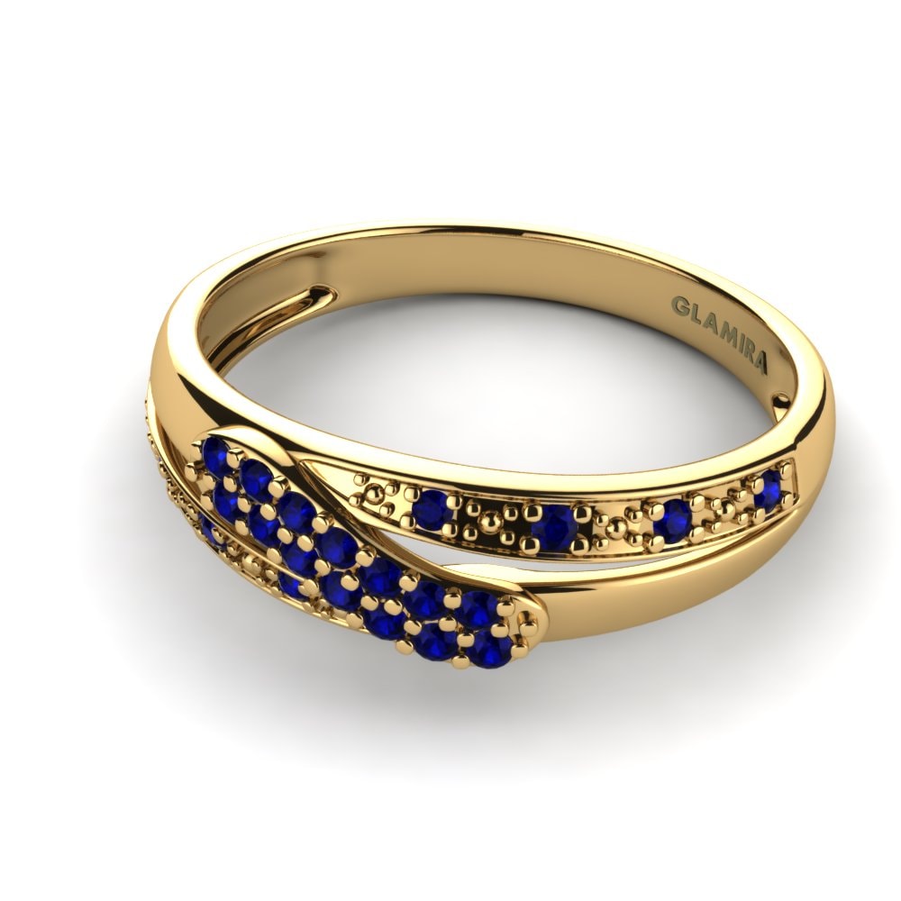 14ct Yellow Gold Dark Blue Zirconia Ring Keshia