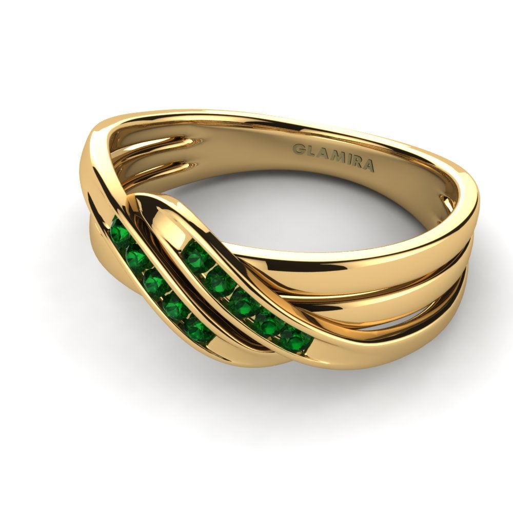 14ct Yellow Gold Green Zirconia Ring Luna
