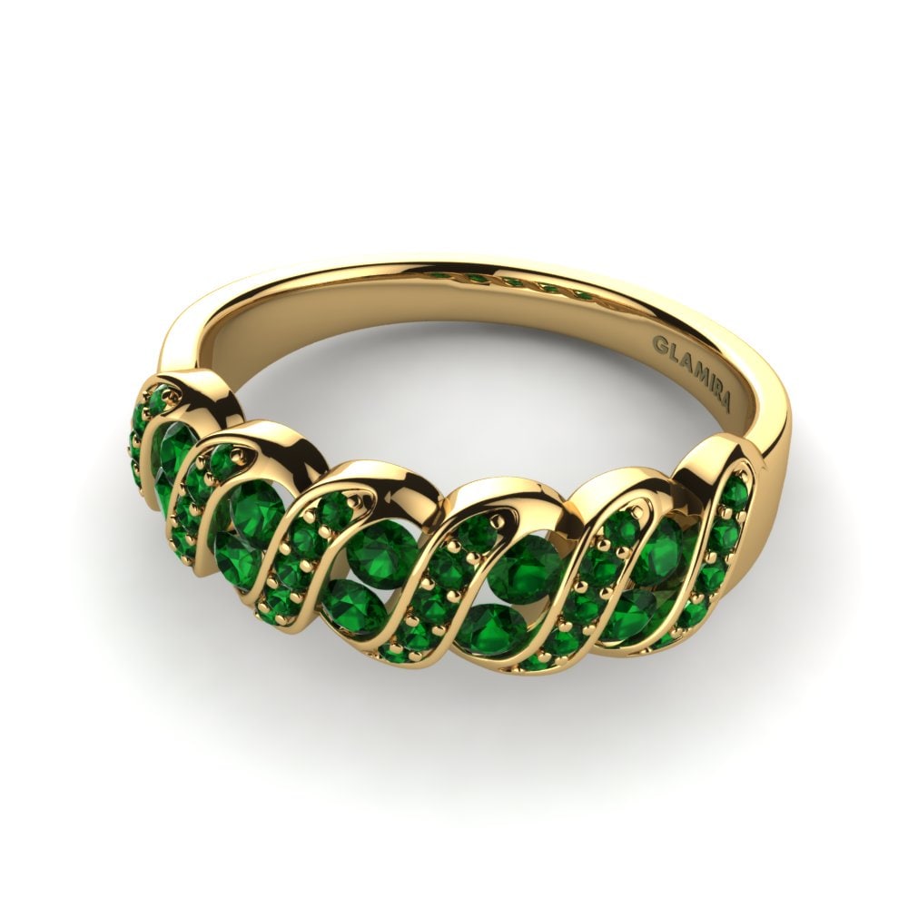 14ct Yellow Gold Green Zirconia Ring Lorelei